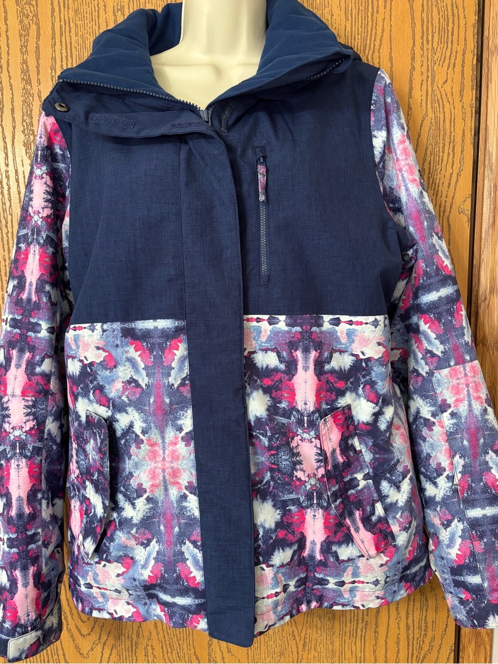Roxy Navy Jacket with Pink & Purple Patterned Panels